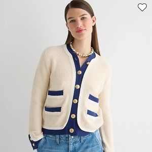 J. Crew Cream and Blue Cardigan Sweater